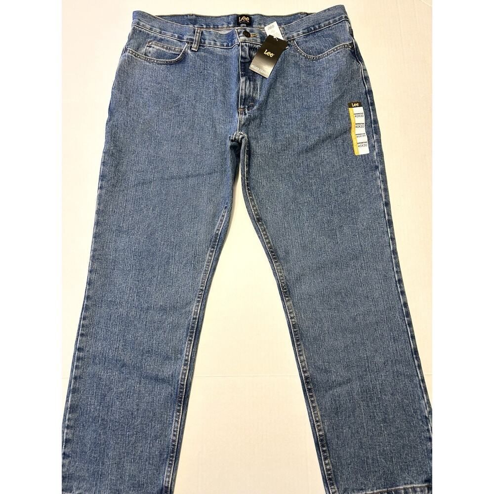 New Lee Jeans Men 40x30 Pepper Stone Regular Fit Straight Leg Denim NWT
